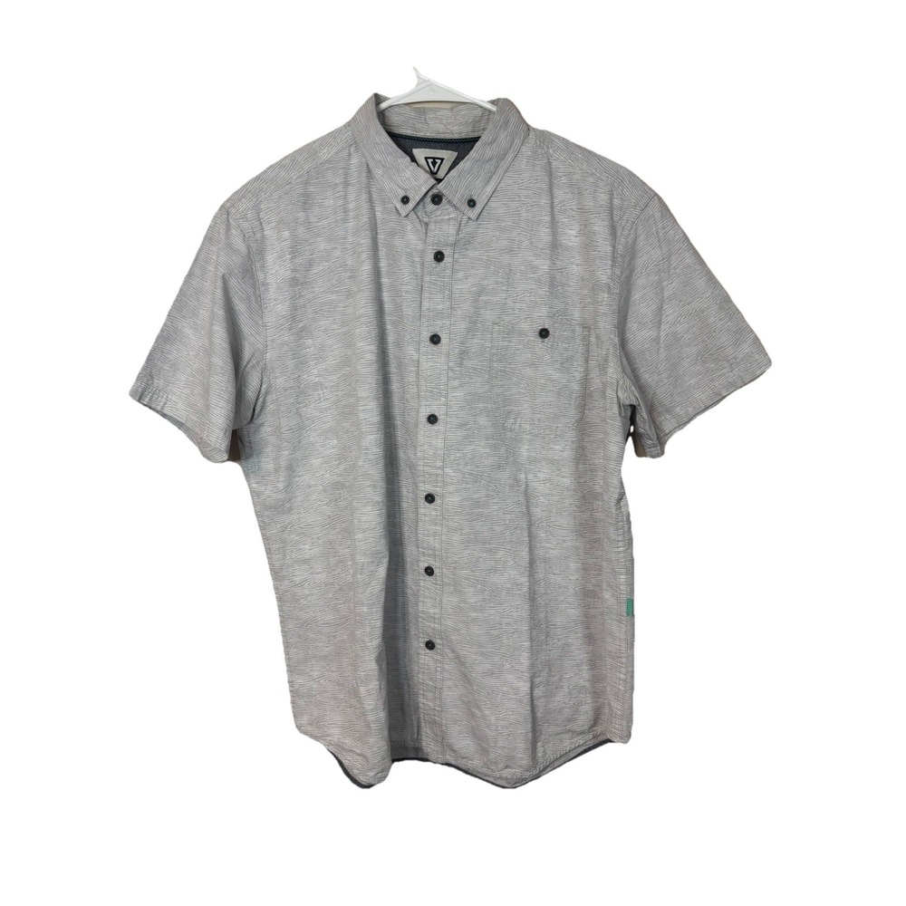 Vissla Hawaiian Shirt Mens Size Large Gray Button Up Short Sleeve Casual